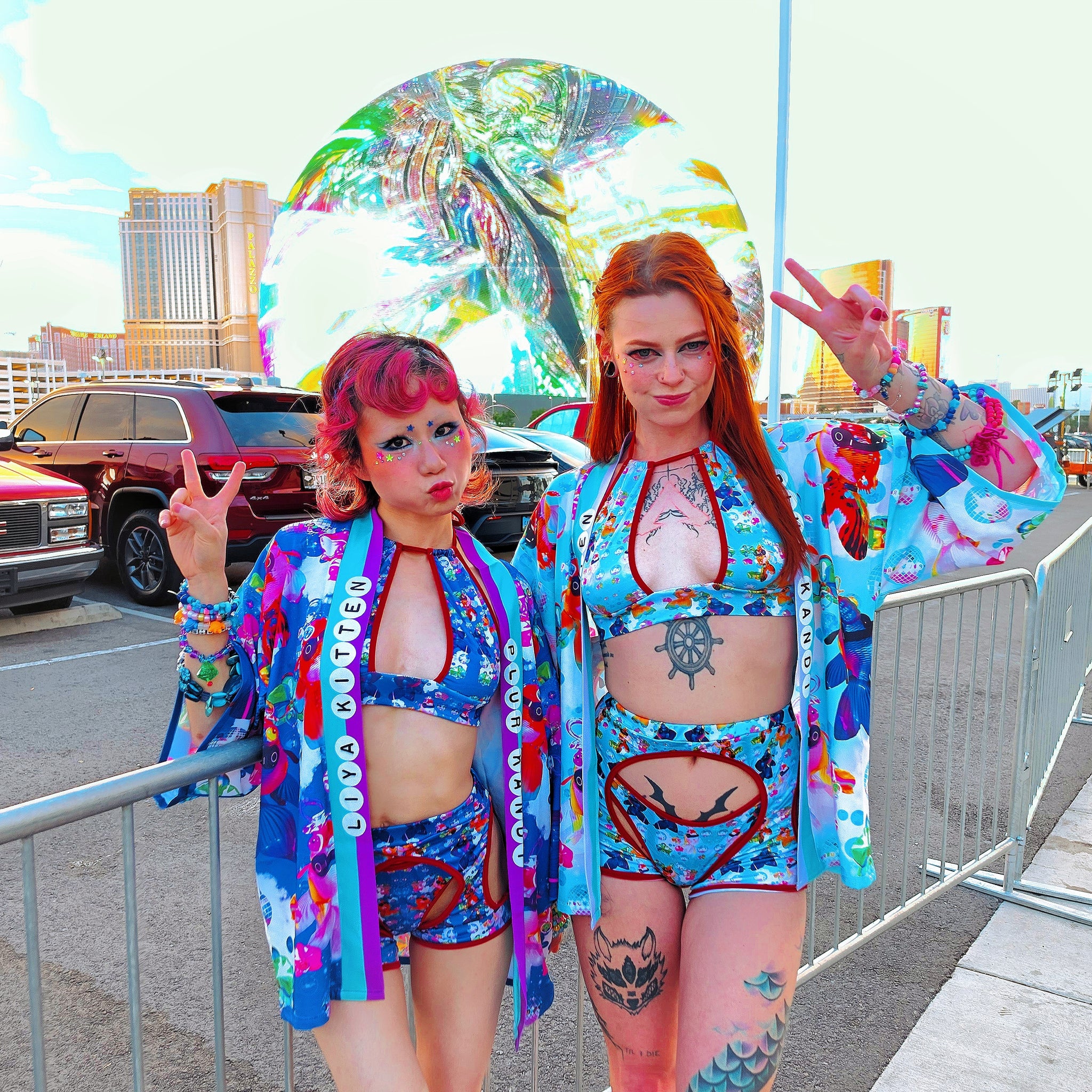 Disco Oranda Goldfish Baby Blue Kimono Jacket