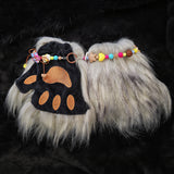 Multicolors Furry Paw Gloves