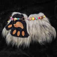 Multicolors Furry Paw Gloves