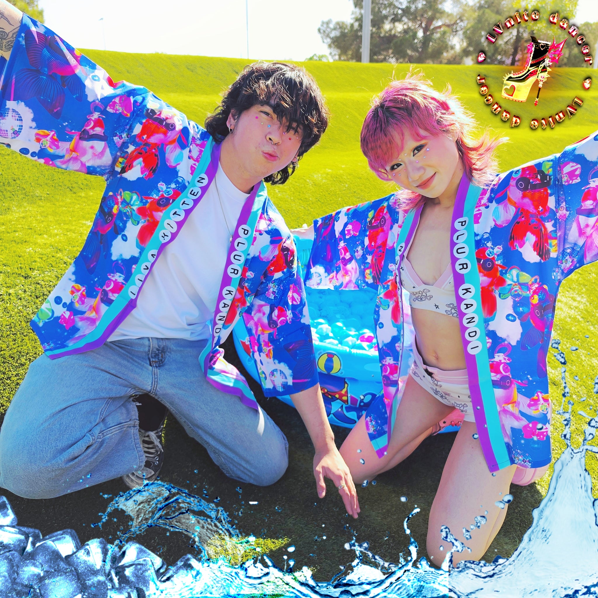 Disco Oranda Goldfish Navy Blue Kimono Jacket