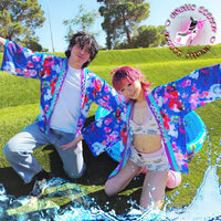 Disco Oranda Goldfish Navy Blue Kimono Jacket