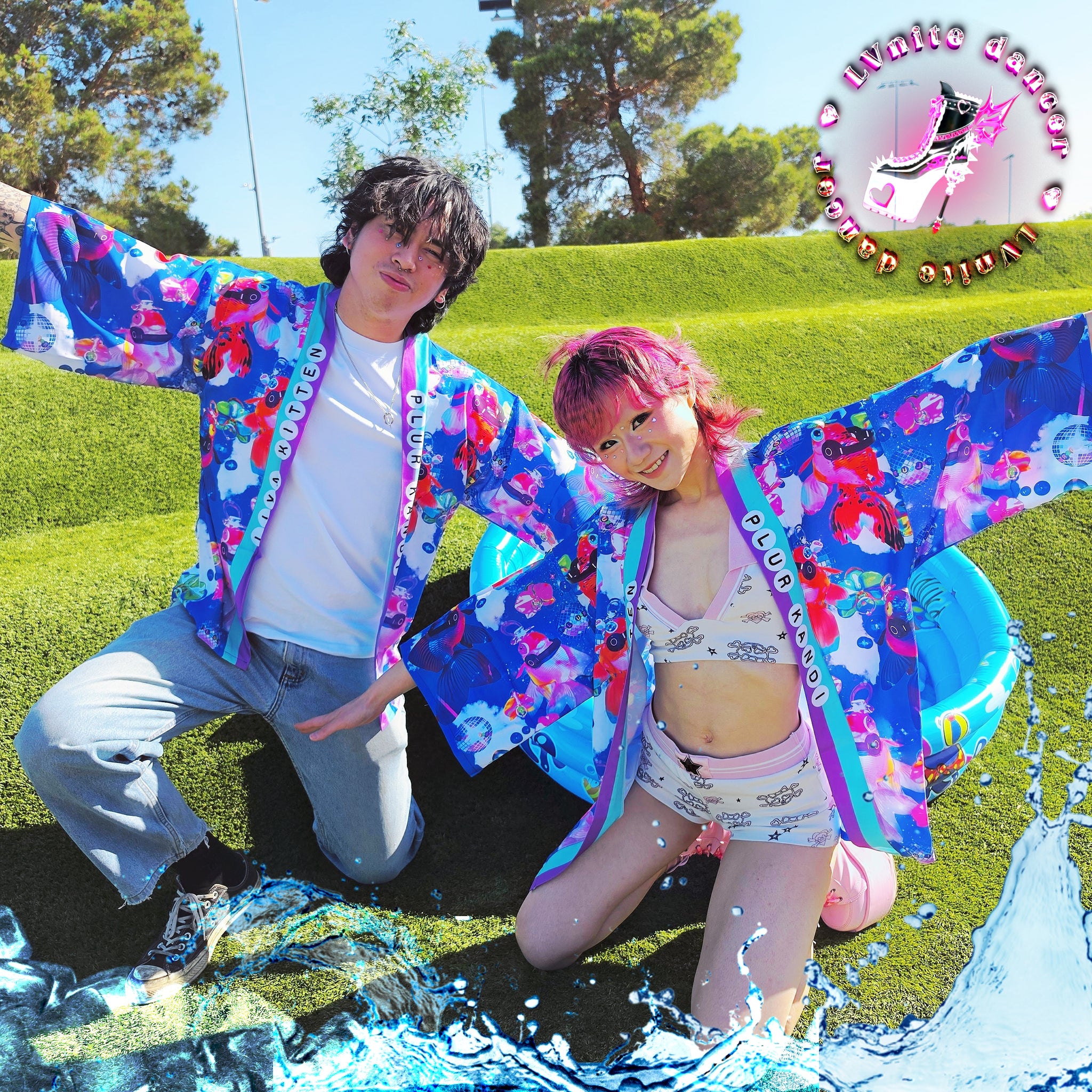Disco Oranda Goldfish Navy Blue Kimono Jacket