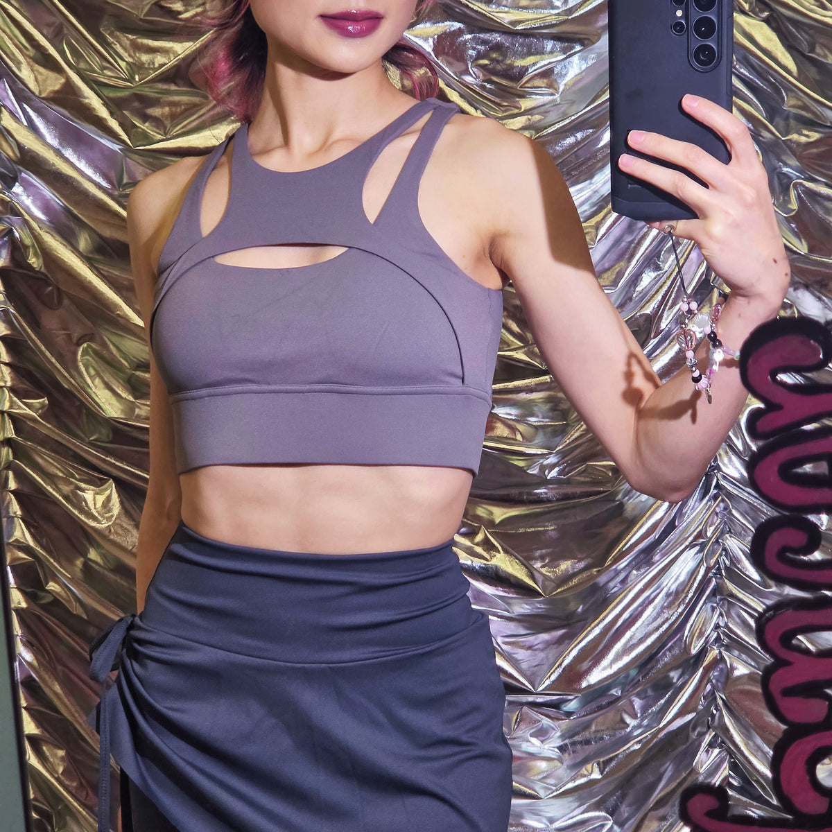 Sexy Black/Grey Workout Sport Top