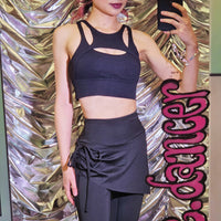 Sexy Black/Grey Workout Sport Top