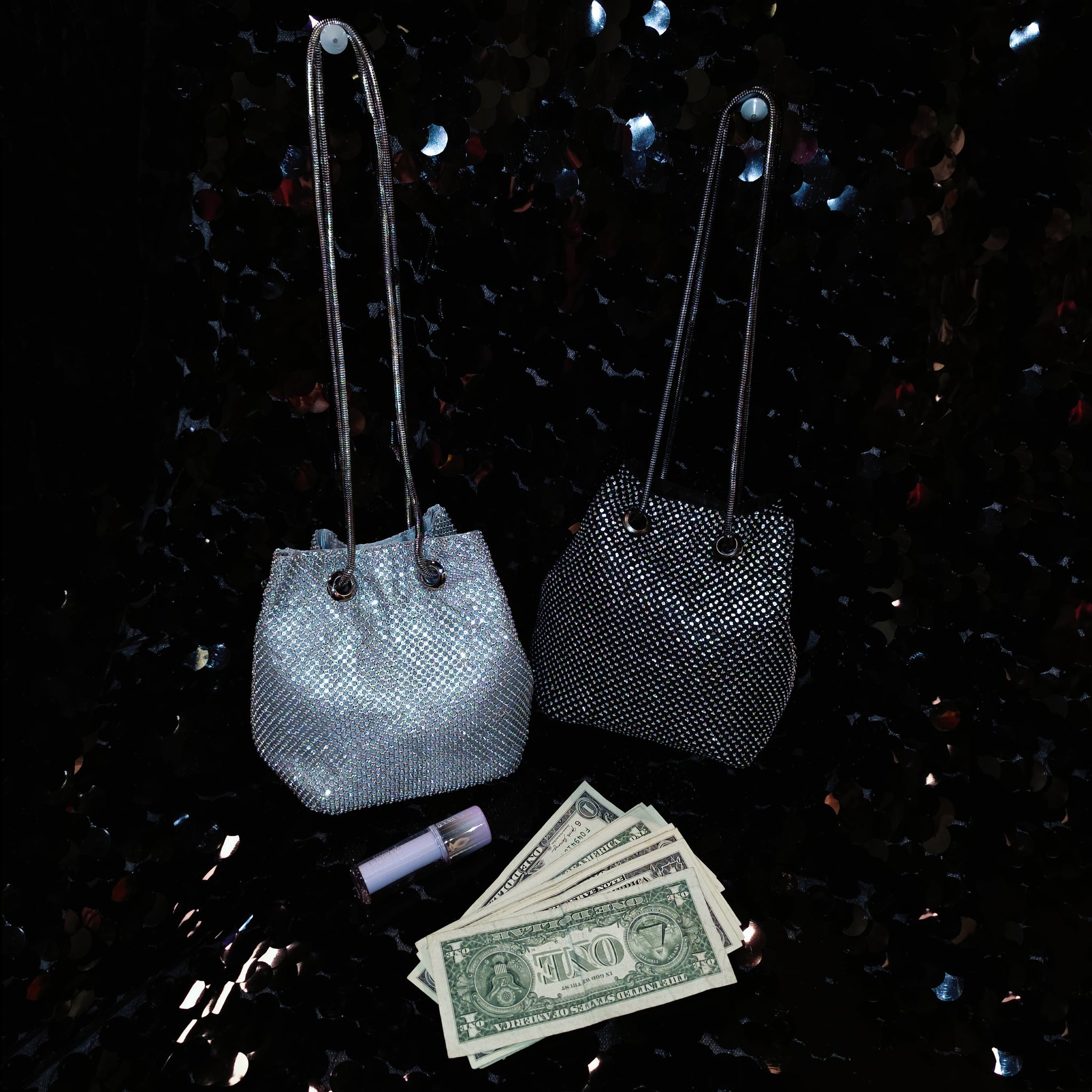 Long Straps Small Rhinestones Money Bag