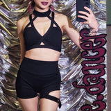 Sexy Black Straps Workout Set