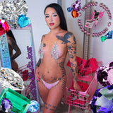 Jewel Micro Bikini Clear Strings Set