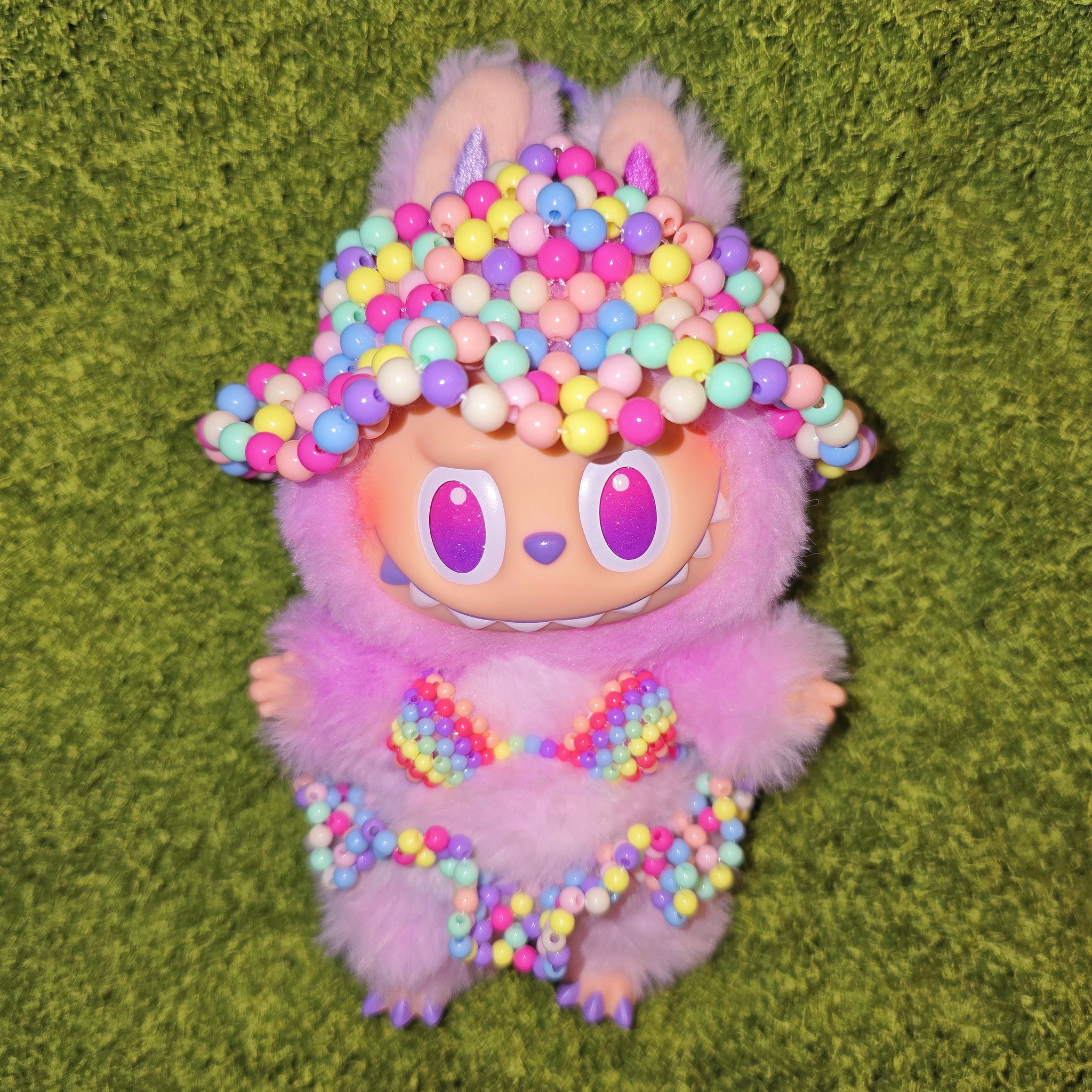 Litbibu Kandi Rave Girl Beaded Bikini + Bucket Hat + Tutu Skirt Set Doll Clothes