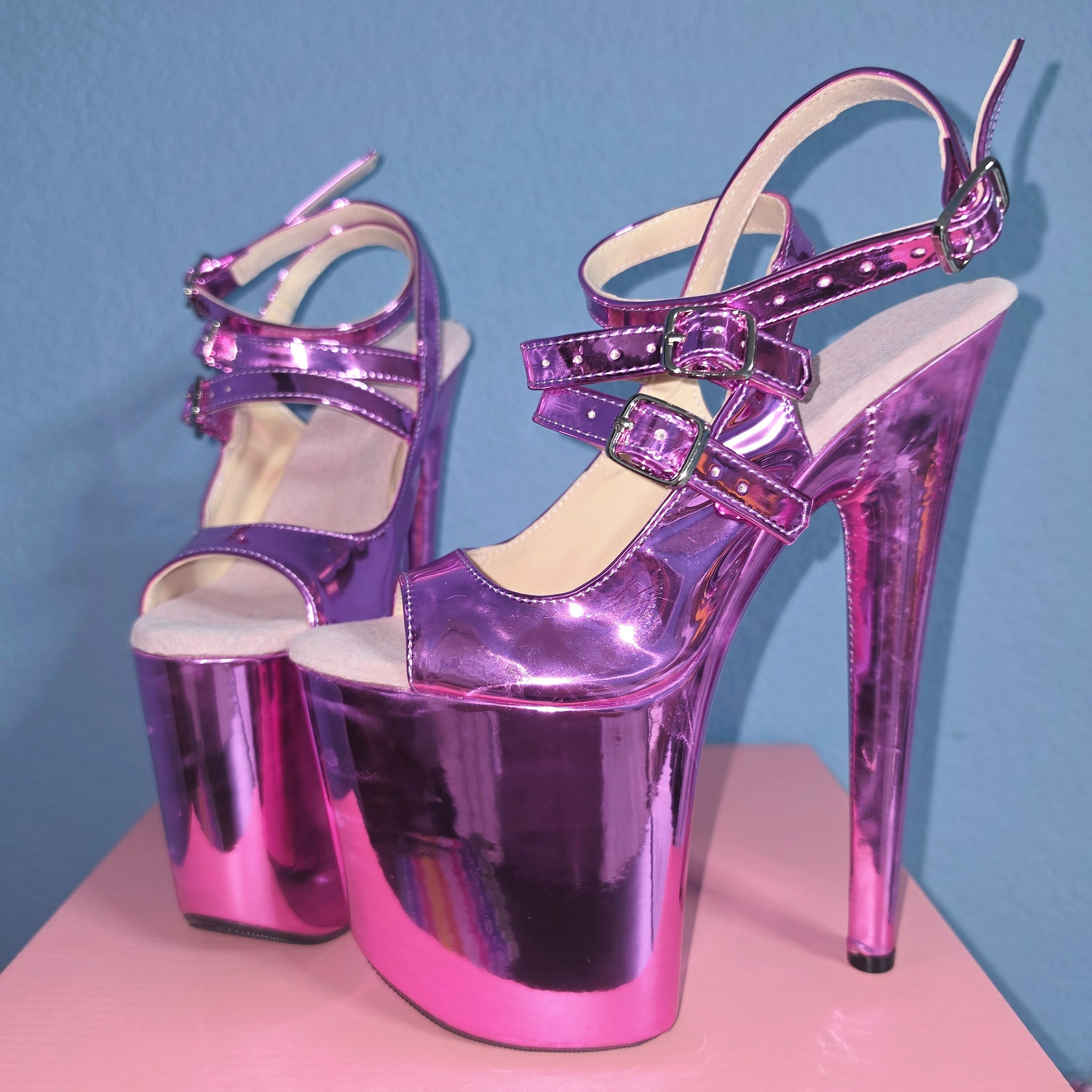 8in Multicolors Stripper Exotic Pole Dancer Shoes Platform Boots Heels