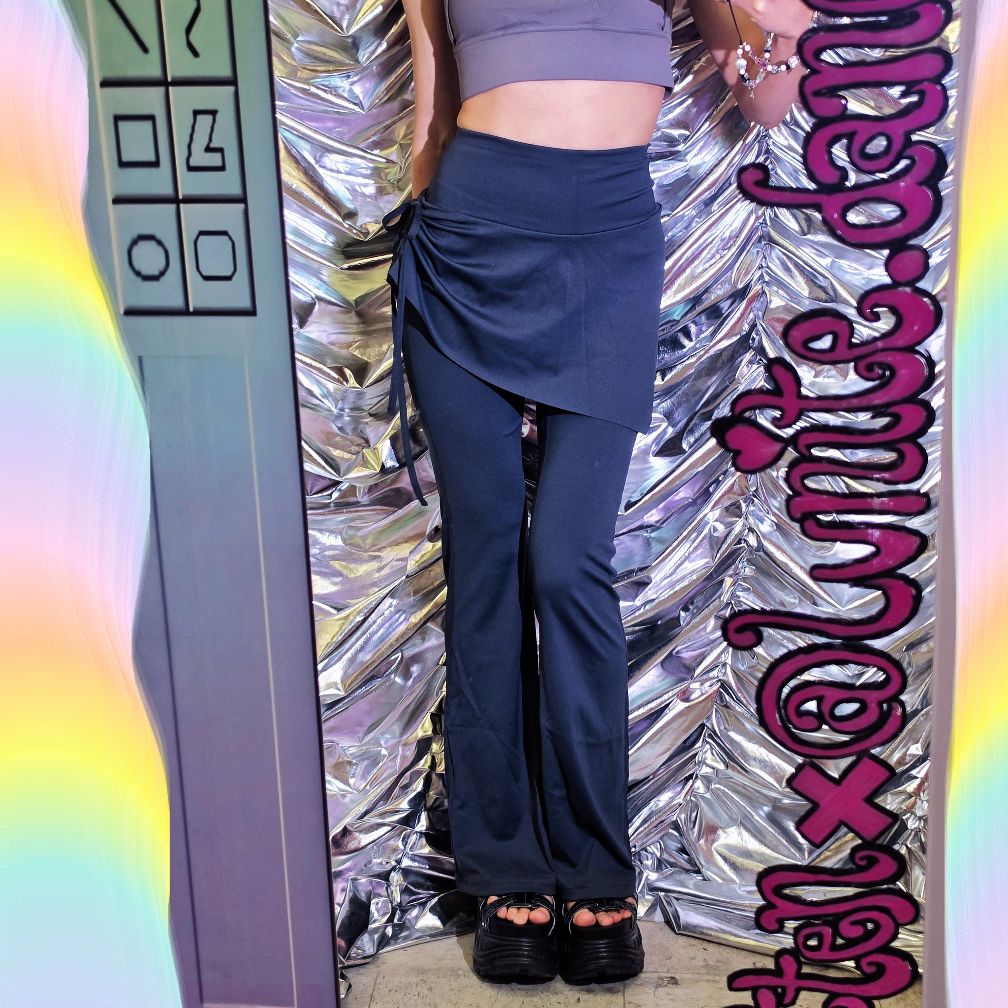 Multicolors Flare Yoga Pants w/ Skirt