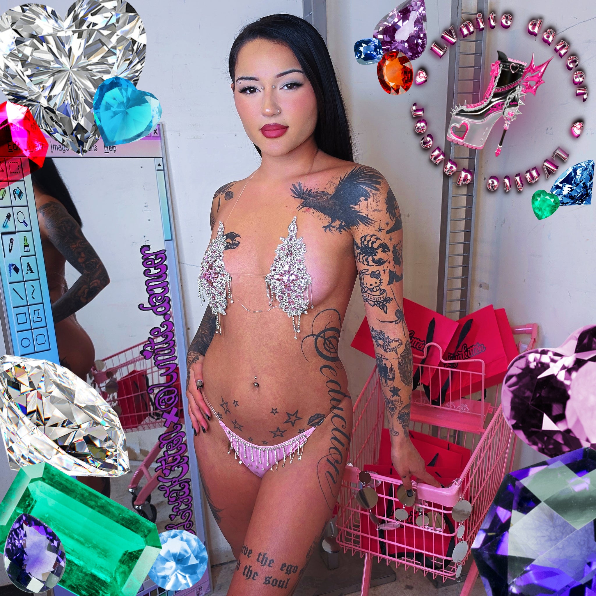 Jewel Micro Bikini Clear Strings Set
