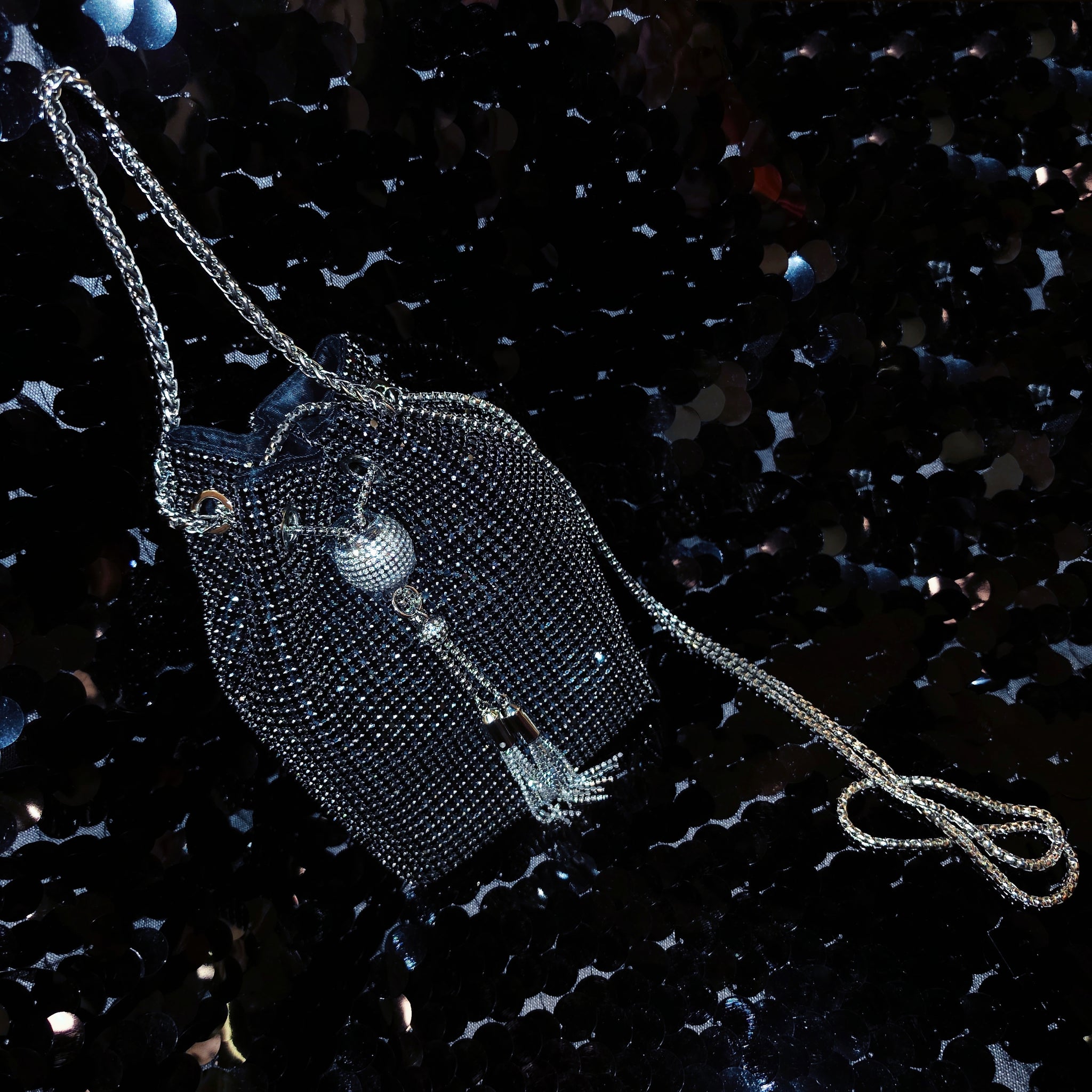 Medium Size Chained Dancer Rhinestones Money Bag