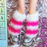 Thick Multicolors Striped Furry Leg Warmers