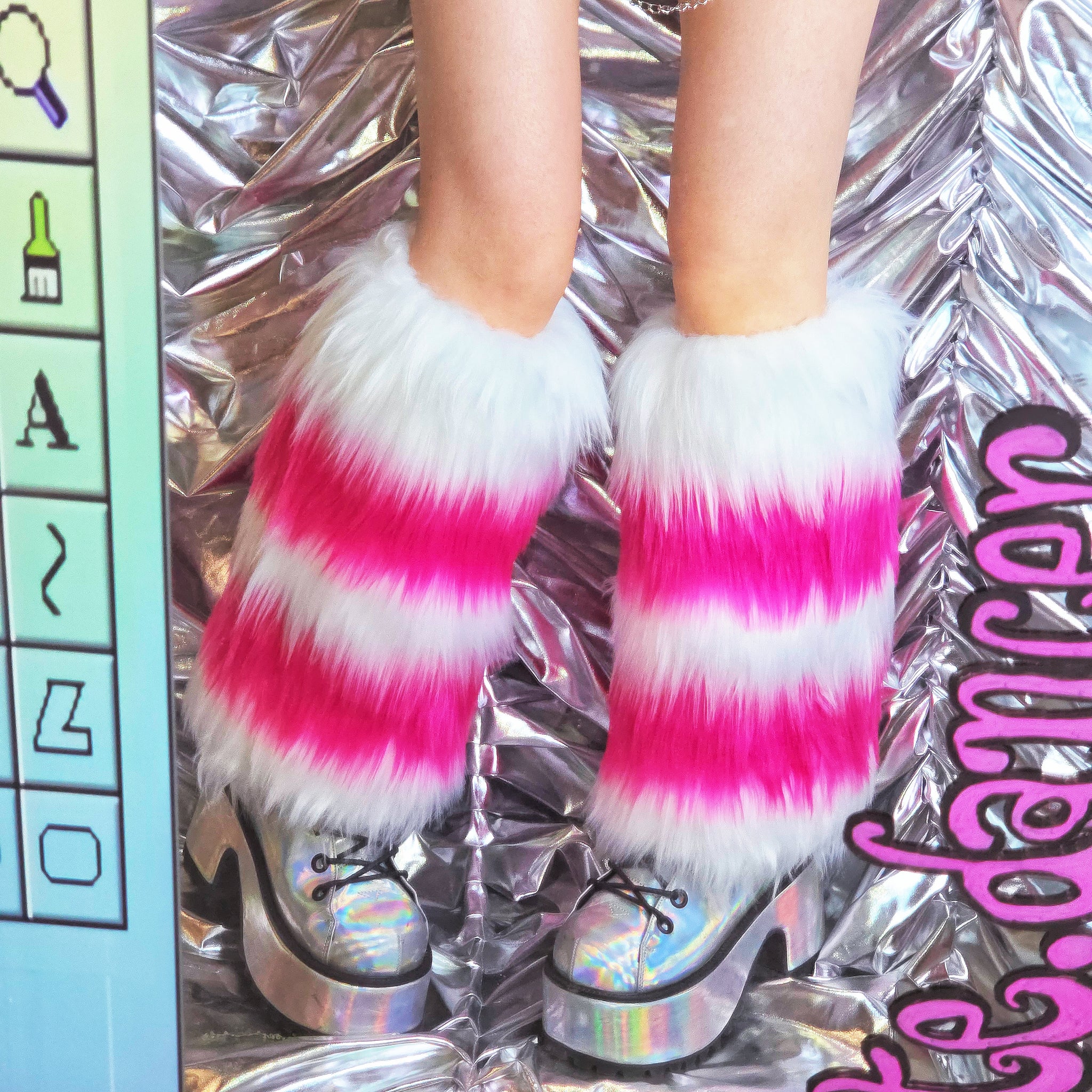 Thick Multicolors Striped Furry Leg Warmers