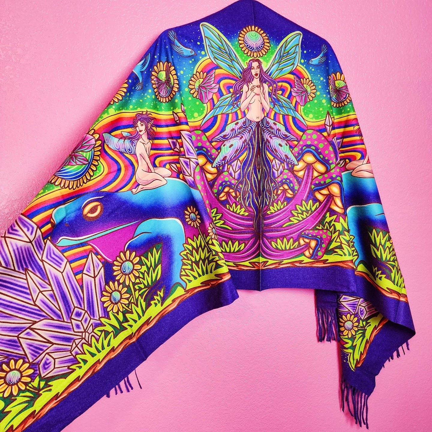 Trippy Fairycore Fringed Pash
