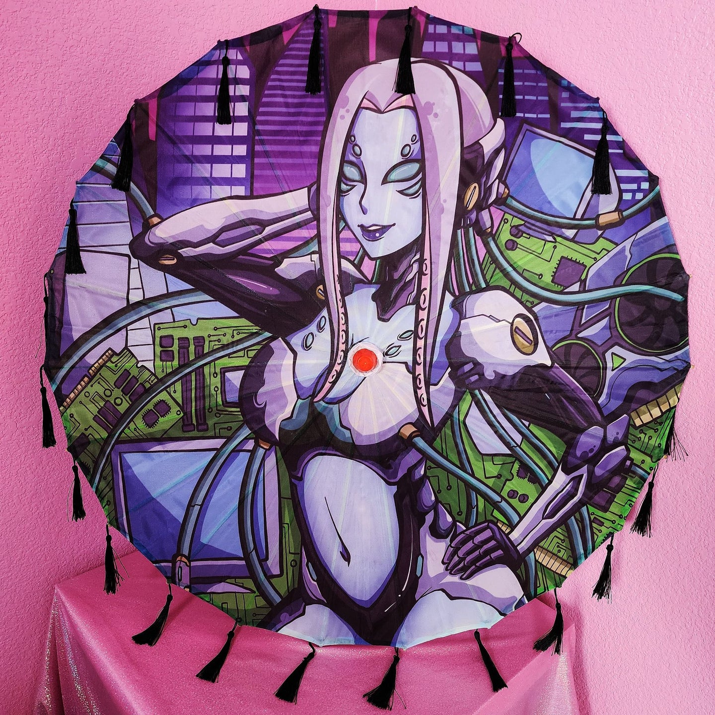 Futuristic Robot Fringed Parasol